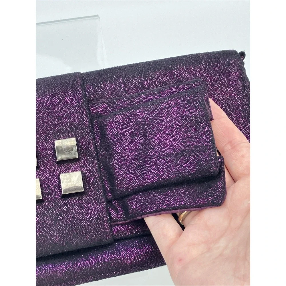 Claires Purple Black Sparkle Bow Clutch Bag Whimsygoth Purse Punk Grunge Y2K